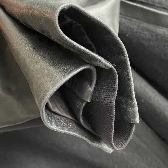 DANIER Wool Leather Waterfall Wrap Asymmetrical Jacket Coat S - Picture 7 of 8